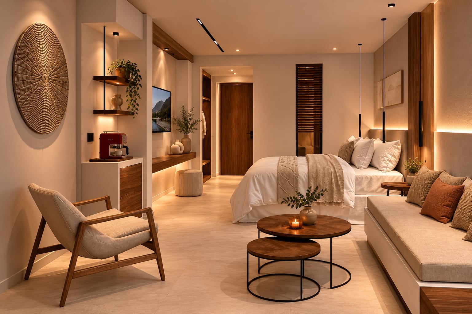 Premium room interior evening visualisation
