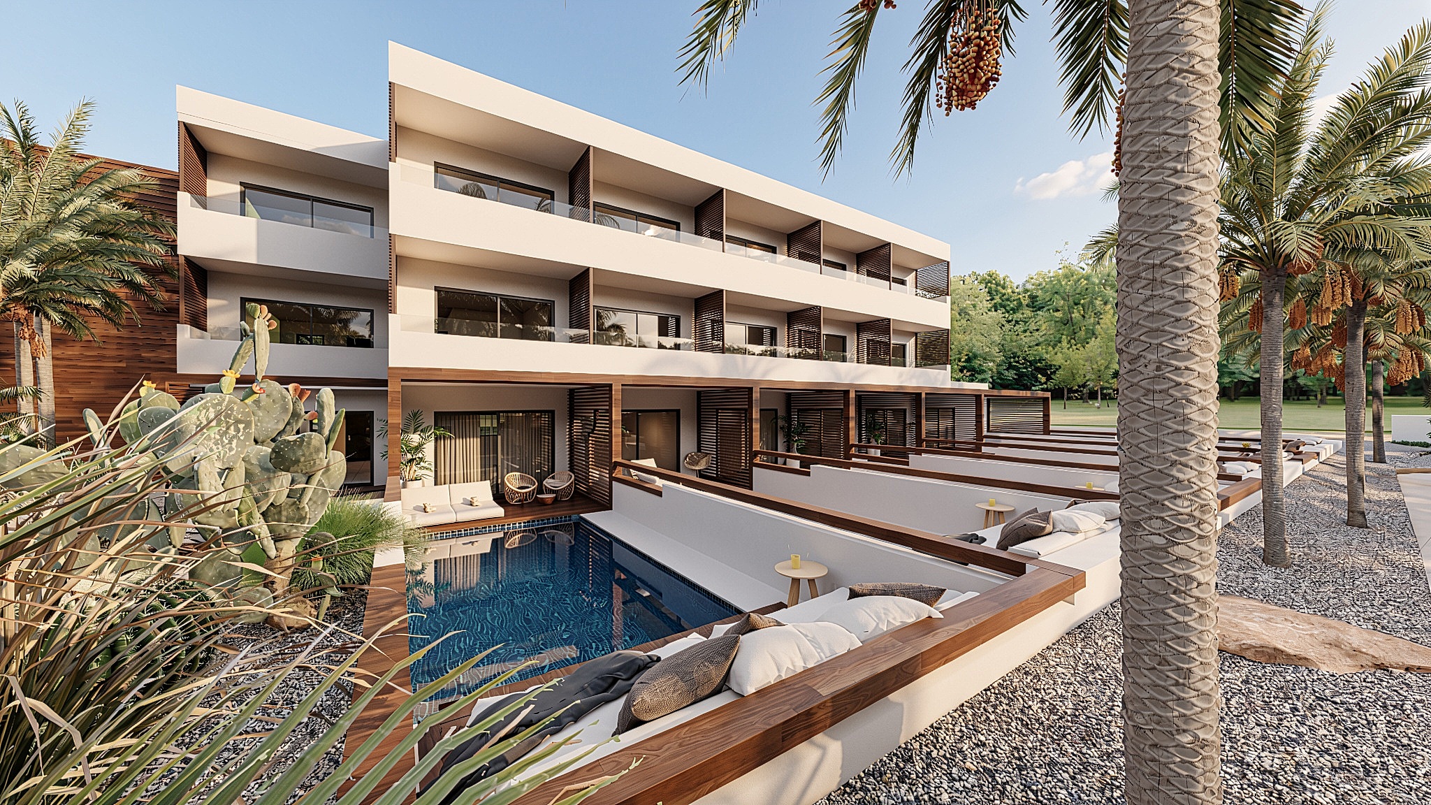Otium swim-up pool at sunset