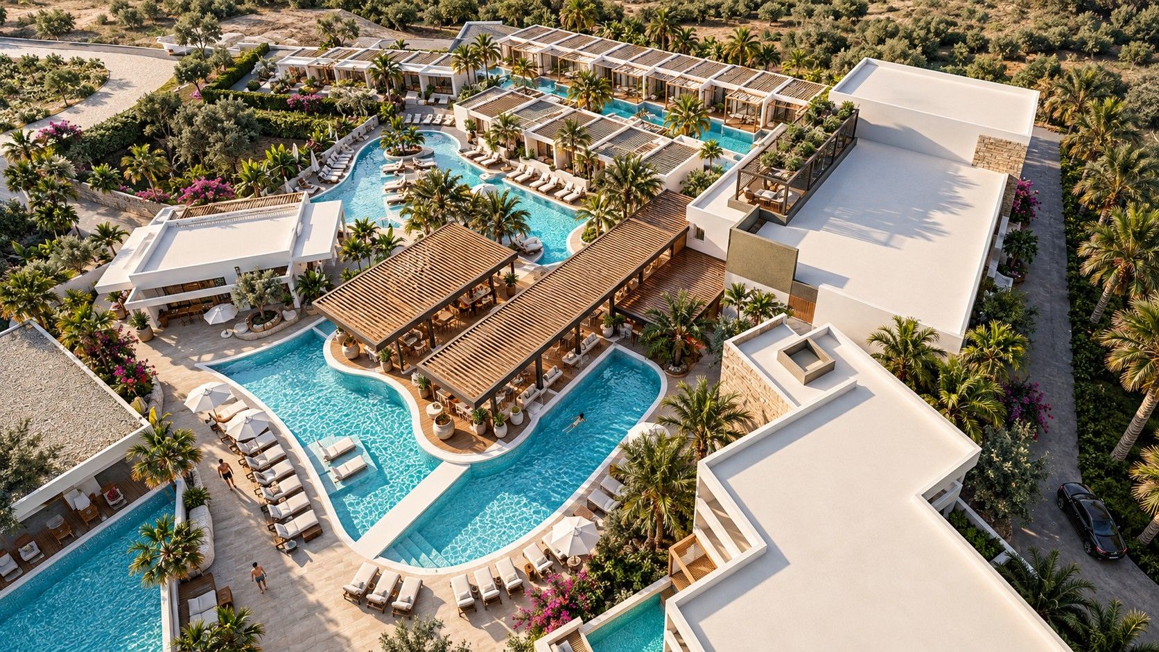 Otium swim-up pool at sunset